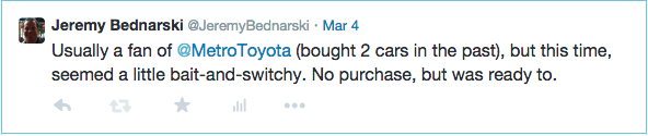 My Tweet to Toyota