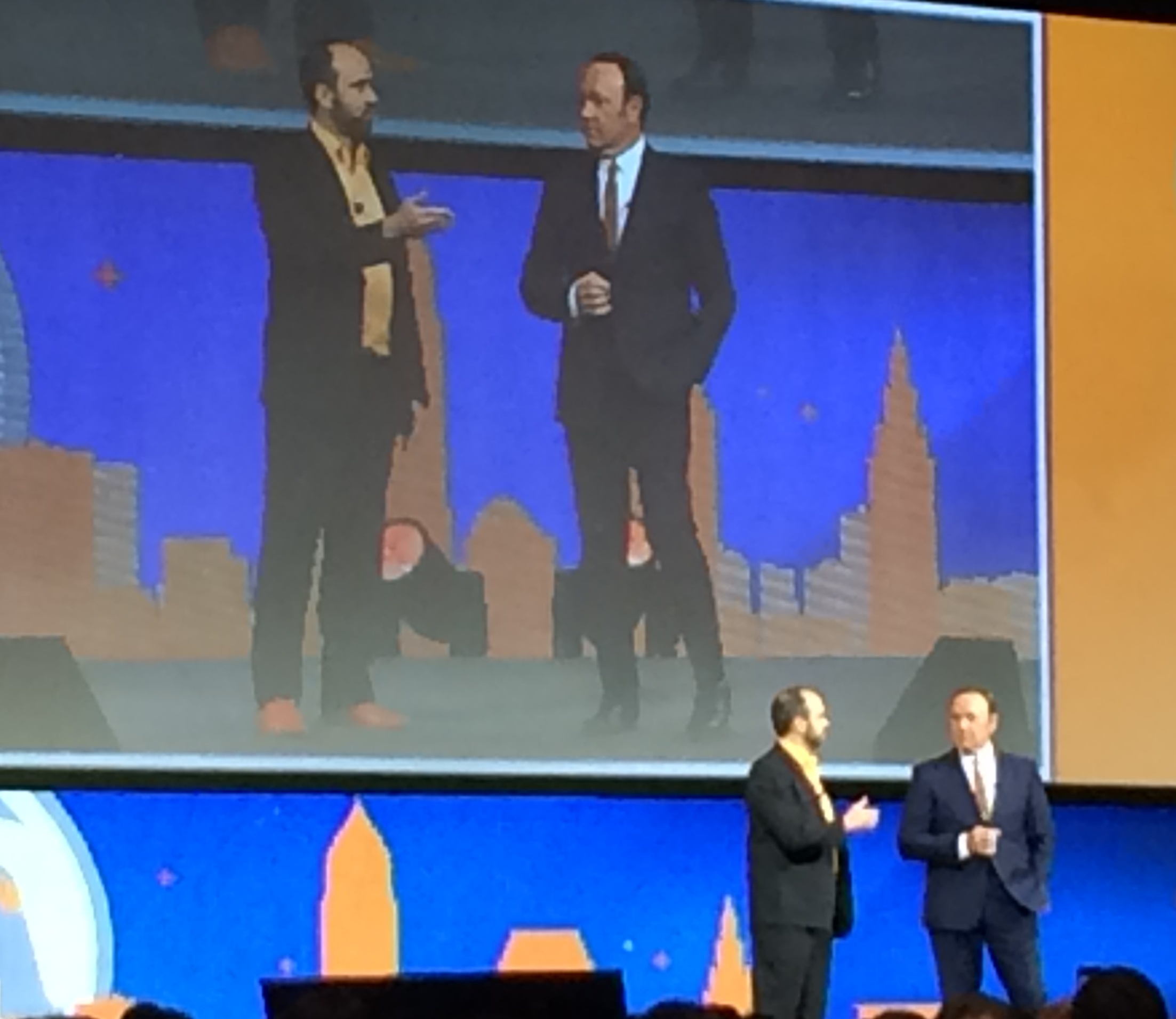 Joe Pulizzi and Kevin Spacey at Content Marketing World 2014