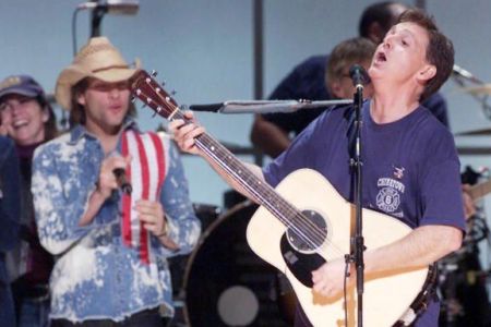 Jon Bon Jovi backing up Paul McCartney