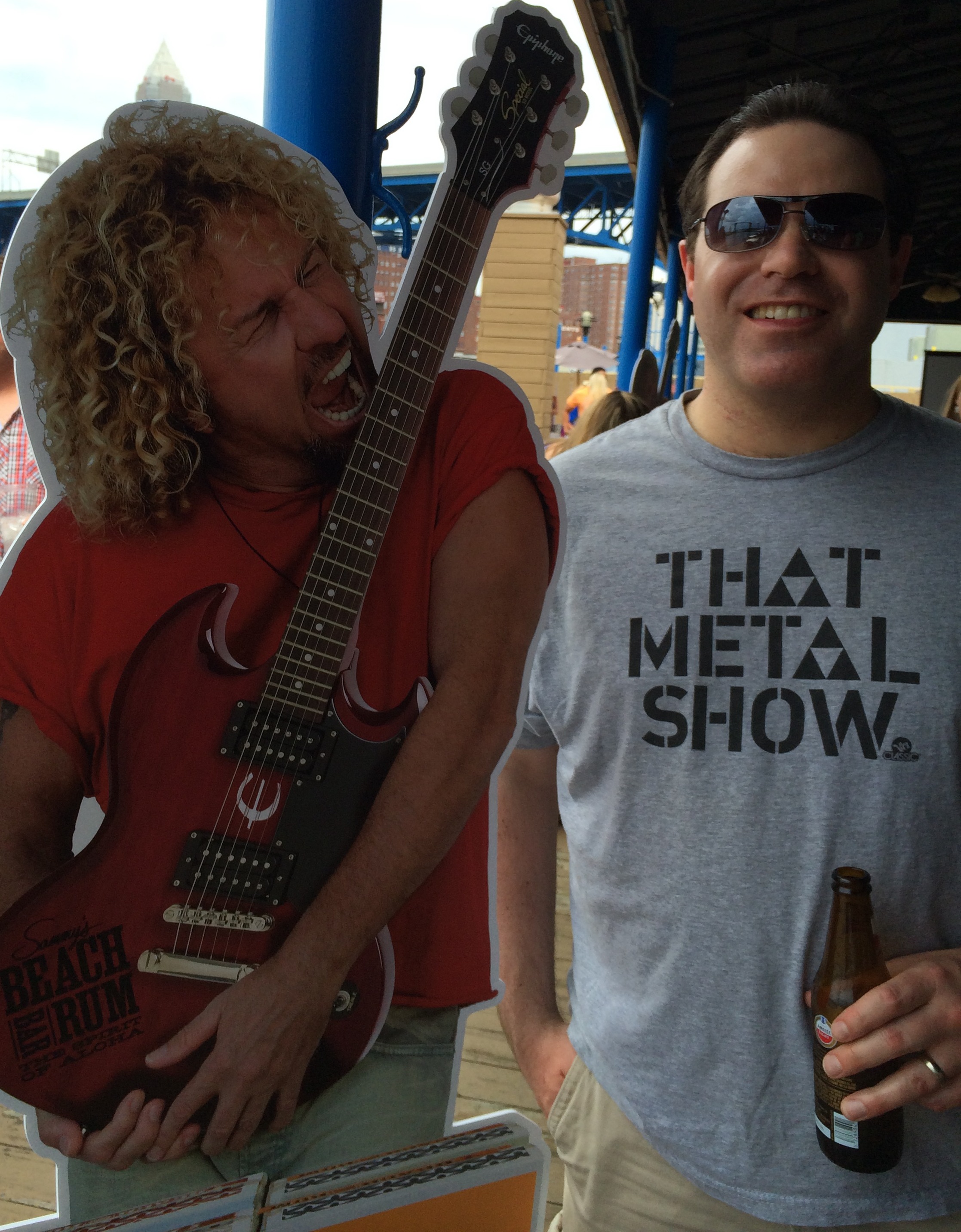 Jeremy standing next to a Sammy Hagar Promo Cutout