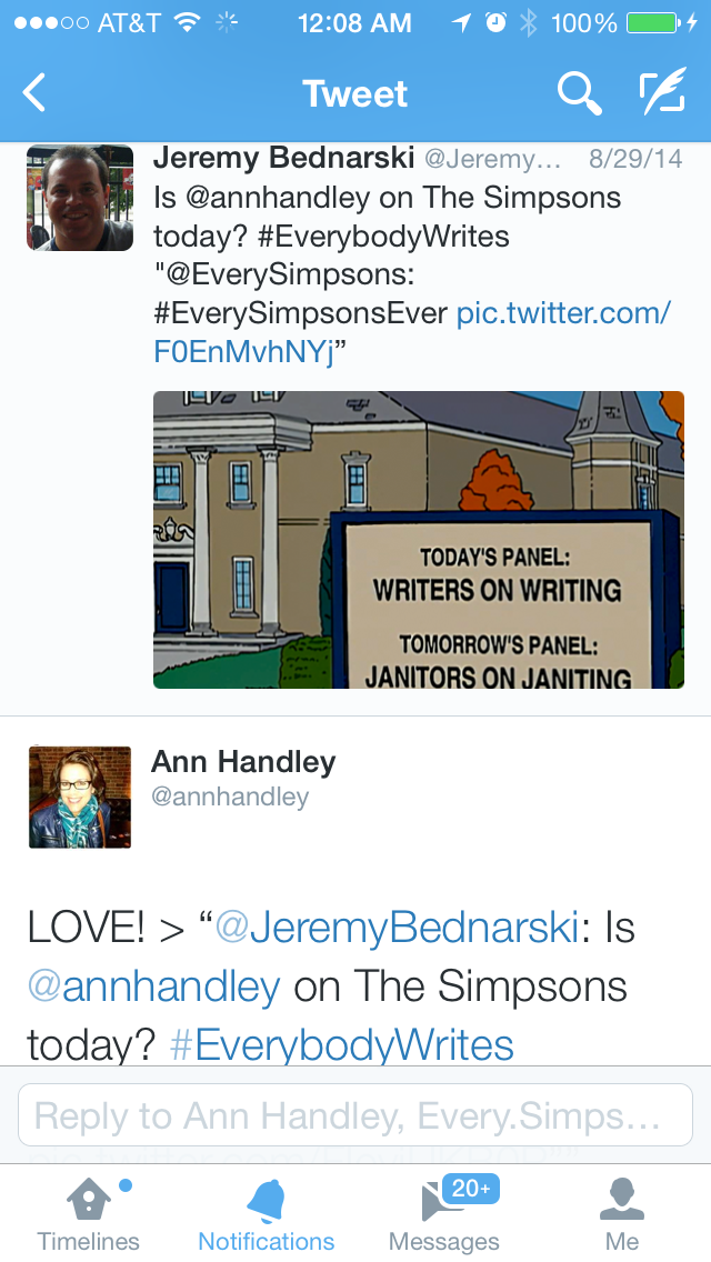 Jeremy Tweet to Ann Handley with Simpson Gag